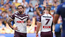 Josh Aloiai is sin-binned during Manly's loss to the Eels. 