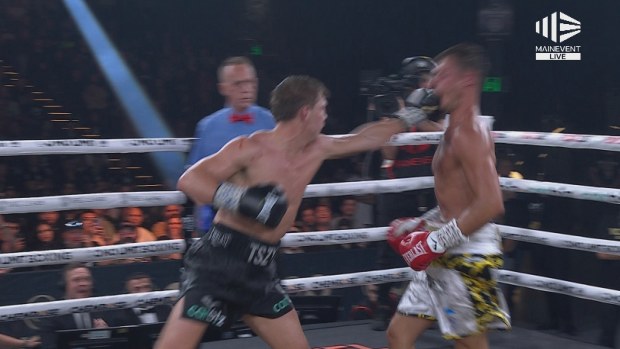 Nikita Tszyu landed this heavy blow late in round 11.