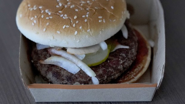 A McDonald's Quarter Pounder sandwich purchased, Wednesday, Oct. 23, 2024, in Chicago.