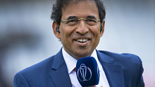 NOTTINGHAM, ENGLAND - JUNE 13: Commentator Harsha Bhogle before the Group Stage match of the ICC Cricket World Cup 2019 between India and New Zealand at Trent Bridge on June 13, 2019 in Nottingham, England. (Photo by Visionhaus/Getty Images) *** Local Caption *** Harsha Bhogle