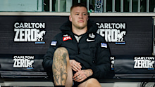 Jordan De Goey was subbed off after a hamstring injury against Carlton in round 21.