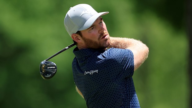 Grayson Murray of The United States plays his tee shot on the 12th hole during the third round of the 2024 PGA Championship at Valhalla Golf Club on May 18, 2024 in Louisville, Kentucky. (Photo by David Cannon/Getty Images)