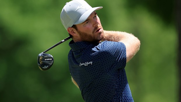 Grayson Murray of The United States plays his tee shot on the 12th hole during the third round of the 2024 PGA Championship at Valhalla Golf Club on May 18, 2024 in Louisville, Kentucky. (Photo by David Cannon/Getty Images)