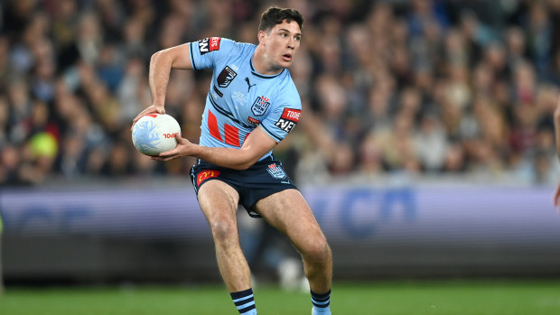 Mitchell Moses in action for the NSW Blues in State of Origin II at Suncorp Stadium in 2023.