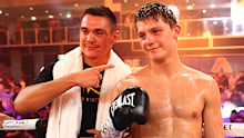 BRISBANE, AUSTRALIA - MARCH 03: Nikita Tszyu celebrates winning with his brother Tim Tszyu during the Super Welterweight bout between Nikita Tszyu and Aaron Stahl at Nissan Arena on March 03, 2022 in Brisbane, Australia. (Photo by Chris Hyde/Getty Images)