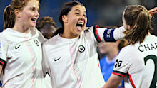 Sam Kerr of Chelsea celebrates scoring.