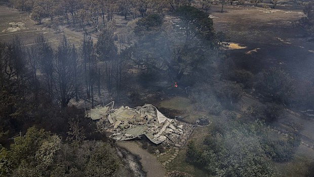 Ann and Jaime Laherty-Hunt's property destroyed by the bushfire on Longwood Ruffy Road near Ruffy.