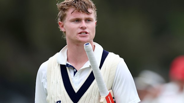 MELBOURNE, AUSTRALIA - MARCH 15: Oliver Peake of Victoria walks off the field at the conclusion of day two of the Sheffield Shield match between Victoria and South Australia at CitiPower Centre, on March 15, 2026, in Melbourne, Australia. (Photo by Josh Chadwick/Getty Images)