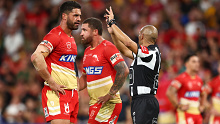 Kenny Bromwich of the Dolphins is sent off during the round seven NRL match between Dolphins and South Sydney Rabbitohs.