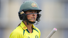Ellyse Perry of Australia leaves the field after being dismissed during the Women's Ashes 1st We Got Game ODI match between England and Australia at Seat Unique Stadium on July 12, 2023 in Bristol, England. (Photo by James Gill - Danehouse/Getty Images)