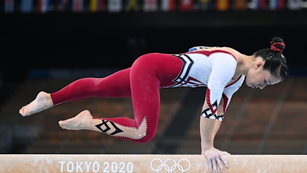 Germany's Kim Bui in gymnastics action in Tokyo.