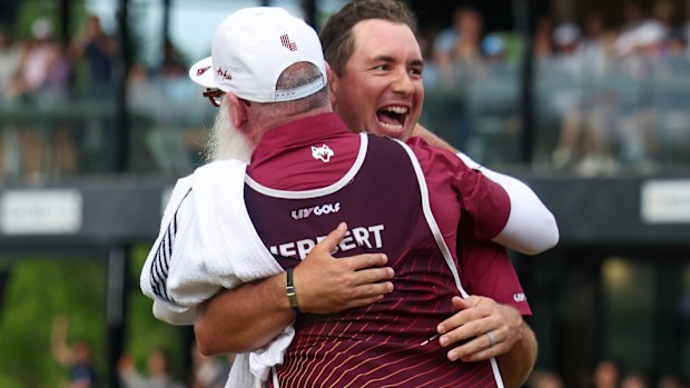 Lucas Herbert of Ripper GC celebrates his win.