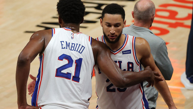 Ben Simmons (right) has been a polarising figure at the Philadelphia 76ers.