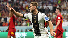 AL KHOR, QATAR - NOVEMBER 27: Niclas Fuellkrug of Germany celebrates after scoring their team's first goal during the FIFA World Cup Qatar 2022 Group E match between Spain and Germany at Al Bayt Stadium on November 27, 2022 in Al Khor, Qatar. (Photo by Alexander Hassenstein/Getty Images)