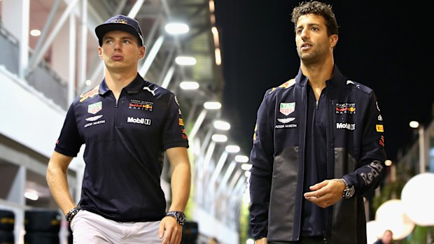Daniel Ricciardo e Max Verstappen come compagni di squadra nel 2018.