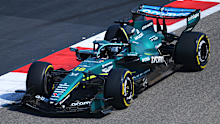 Lance Stroll at the wheel of the Aston Martin in pre-season testing in Bahrain.