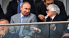 Russian President Vladimir Putin and longtime F1 boss Bernie Ecclestone at the Russian Grand Prix in 2018.