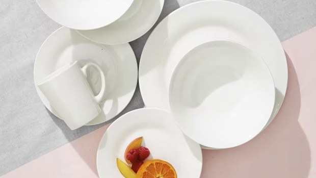 Kmart white dinnerware loose, plates, bowls, mug