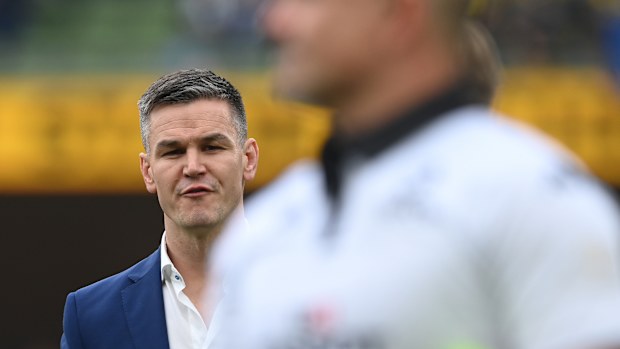 Johnny Sexton reacts after the Champions Cup final.
