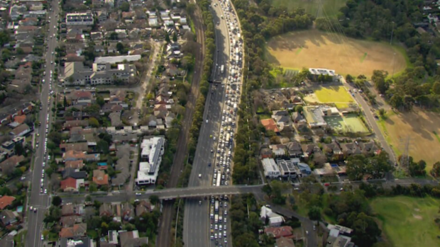 Delays of up to an hour are stretching back towards the city.
