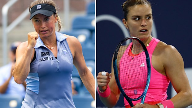 Yulia Putintseva (à esquerda) e Maria Sakkari.