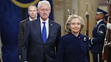 Former President Bill Clinton and former Secretary of State Hillary Clinton arrive before the 60th Presidential Inauguration in the Rotunda of the U.S. Capitol in Washington, Monday, Jan. 20, 2025. (Melina Mara/The Washington Post via AP, Pool)