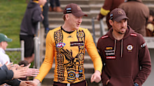 James Sicily of the Hawks at training.