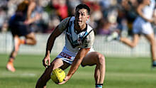 MT BARKER, AUSTRALIA - FEBRUARY 21: Zak Butters of the Power during the AFL practice match between Adelaide Crows and Port Adelaide Power at Mt Barker Summit Sport and Recreation Ground on February 21, 2025 in Mt Barker, Australia. (Photo by Mark Brake/Getty Images)