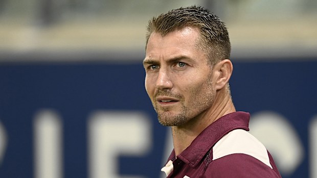 TOWNSVILLE, AUSTRALIA - APRIL 16: Sea Eagles coach Kieran Foran looks on before the start of the round seven NRL match between North Queensland Cowboys and Manly Sea Eagles at Qld Country Bank Stadium, on April 16, 2026, in Townsville, Australia. (Photo by Ian Hitchcock/Getty Images)