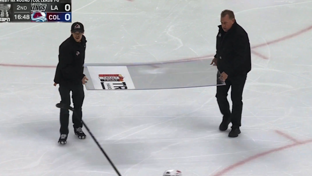 There was a delay in the game to replace the glass pane. 