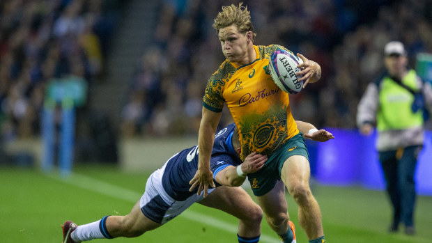 Australia's Michael Hooper in action at Murrayfield.