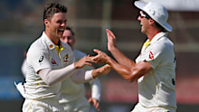 Mitchell Swepson celebrates removing Babar Azam during the second Test between Australia and Pakistan.