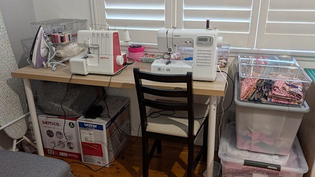 My sewing area is now more functional thanks to storage using Kmart smooth and shiny clear tubs