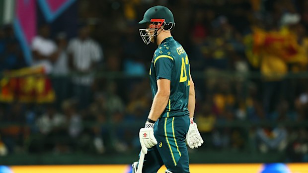 Cameron Green of Australia walks off after being dismissed.