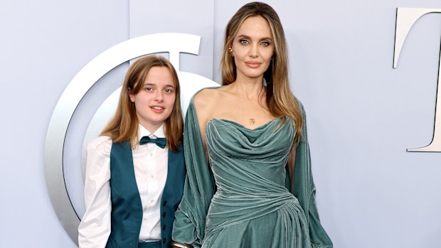 NEW YORK, NEW YORK - JUNE 16: (L-R) Vivienne Jolie-Pittand Angelina Jolie attend the 77th Annual Tony Awards at David H. Koch Theater at Lincoln Center on June 16, 2024 in New York City. (Photo by Dia Dipasupil/Getty Images)