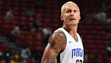 LAS VEGAS, NV - AUGUST 11:  Janis Timma #62 of the Orlando Magic looks on during the game against the Cleveland Cavaliers during the 2021 Las Vegas Summer League on August 11, 2021 at the Thomas & Mack Center in Las Vegas, Nevada. NOTE TO USER: User expressly acknowledges and agrees that, by downloading and or using this Photograph, User is consenting to the terms and conditions of the Getty Images License Agreement. Mandatory Copyright Notice: Copyright 2021 NBAE (Photo by Bart Young/NBAE via G