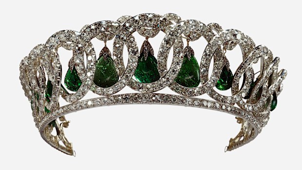 Queen Elizabeth's Vladimir Tiara goes on display as part of the special display Platinum Jubilee: The Queen's Accession
