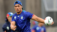 Roger Tuivasa-Sheck during a New Zealand Warriors training session.