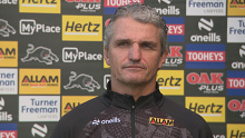 Ivan Cleary fronts the media ahead of Penrith's clash with Souths. 