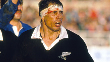 Wayne Shelford of New Zealand in 1989 against France.