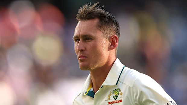 Marnus Labuschagne walks off after his dismissal during day three of the first Test match in the series between Australia and India at Perth Stadium on November 24, 2024 in Perth, Australia. (Photo by Cameron Spencer/Getty Images)