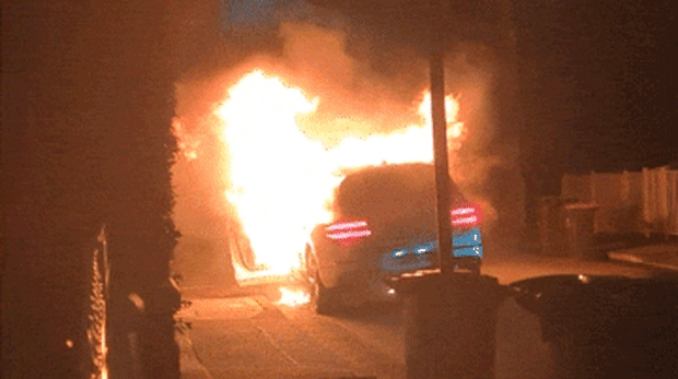 A car fire in Burwood after the vehicle was alleged involved in a shooting in Concord.