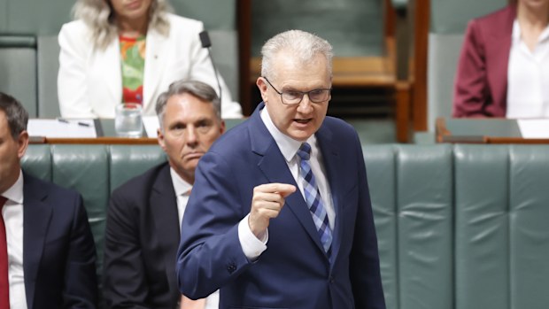 CANBERRA, AUSTRALIA - OCTOBER 09: Minister for the Arts, Minister for Home Affairs, Minister for Cyber Security, Minister for Immigration and Citizenship the Hon Tony Burke responds to a question in Question Time on October 09, 2025 in Canberra, Australia. Australia's parliament convened for sittings as a number of pressing issues come to the fore, from inflation and cost of living domestically to Australia's relationship with its allies in the region and beyond internationally. 