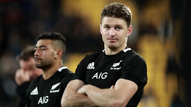 Richie Mo'unga and Beauden Barrett of the All Blacks.