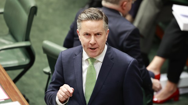CANBERRA, AUSTRALIA - OCTOBER 07: Minister for Health, Disability and Ageing The Hon Mark Butler MP speaks in Question Time on October 07, 2025 in Canberra, Australia. Australia's parliament convened for sittings as a number of pressing issues come to the fore, from inflation and cost of living domestically to Australia's relationship with its allies in the region and beyond internationally. (Photo by Hilary Wardhaugh/Getty Images)