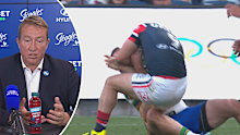 Trent Robinson wasn't happy with Elliott Whitehead's tackle.