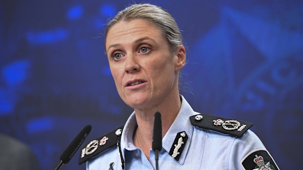 AFP Deputy Commissioner Krissy Barrett at a press conference.