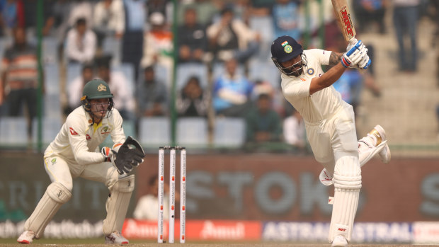 Virat Kohli of India bats during day three of the Second Test match in the series between India and Australia at Arun Jaitley Stadium on February 19, 2023 in Delhi, India. (Photo by Robert Cianflone/Getty Images)