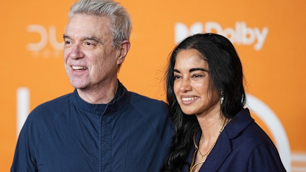 NEW YORK, NEW YORK - FEBRUARY 25: David Byrne and Mala Gaonkar attend the "Dune: Part Two" New York Premiere at Lincoln Center on February 25, 2024 in New York City. (Photo by John Nacion/Getty Images)