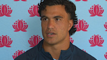 Joseph Suaalii speaks to media.